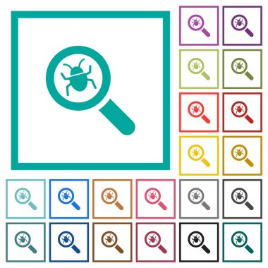 Beyaz arkaplanda çeyrek çerçeve içeren düz renk simgelerini takip et