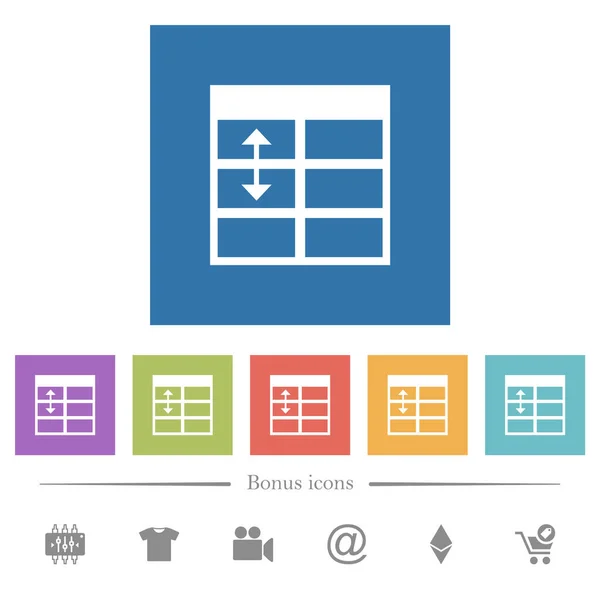 Kalkylblad Justerbar Rad Höjd Platt Vita Ikoner Fyrkantiga Bakgrunder Bonussymboler — Stock vektor