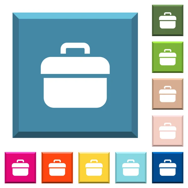 Caja Herramientas Iconos Blancos Botones Cuadrados Con Bordes Varios Colores — Vector de stock