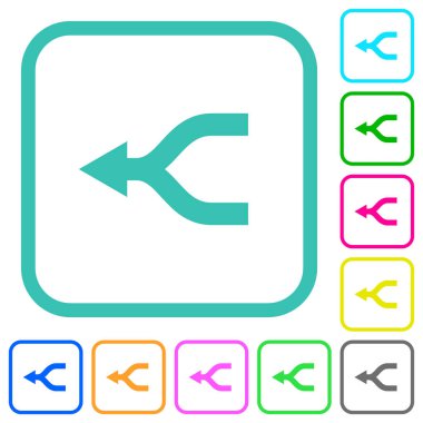 Okları beyaz arkaplanda eğri kenarlıklarda canlı renkli düz simgelerle birleştir