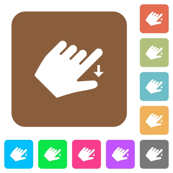 Left Handed Move Gesture Flat Icons Rounded Square Vivid Color — Stock Vector