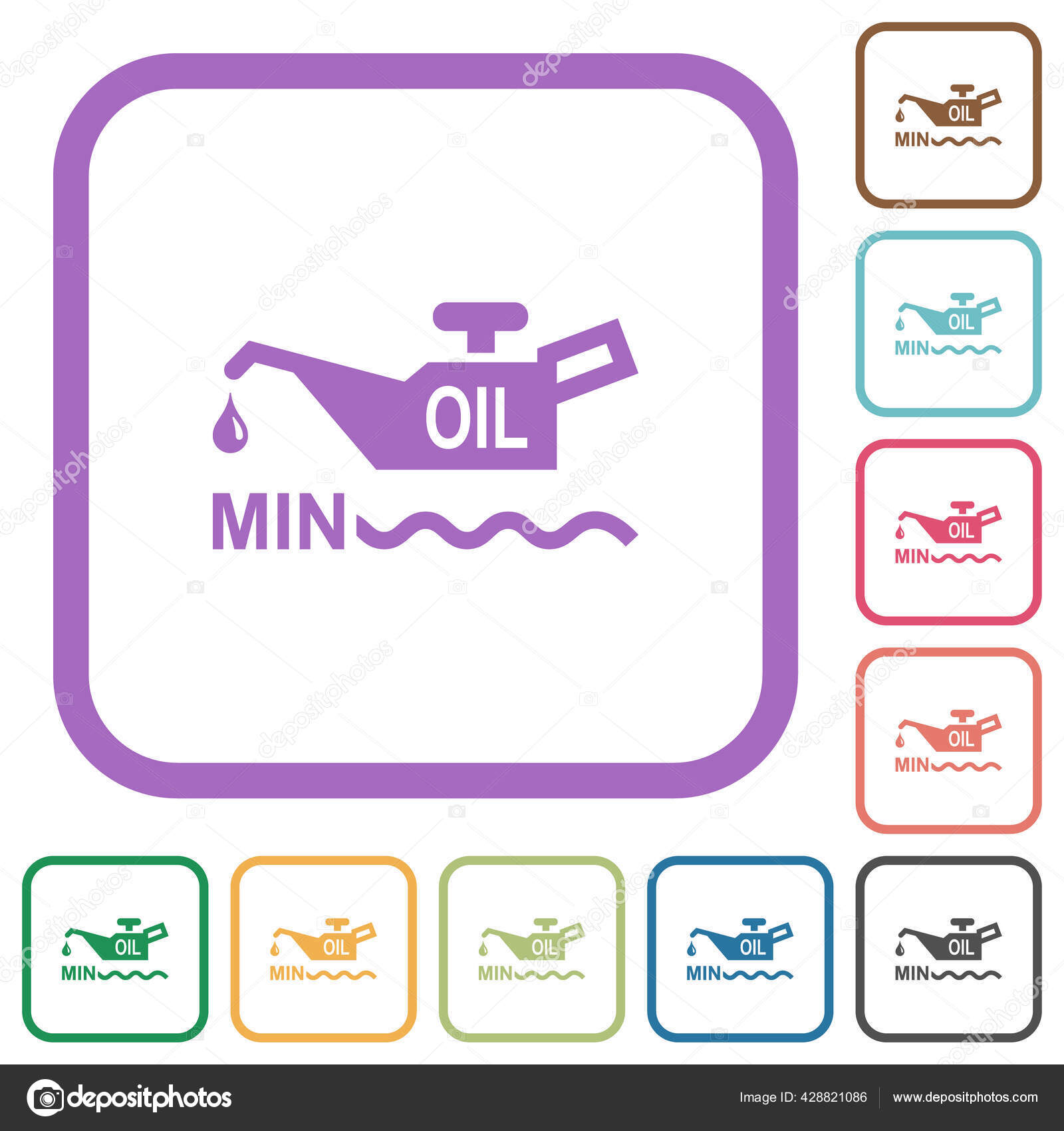 Oil Level Minimum Indicator Simple Icons Color Rounded Square Frames