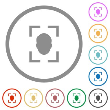 Kamera selfie kipi düz renk simgeleri beyaz arkaplanda yuvarlak ana hatlarda