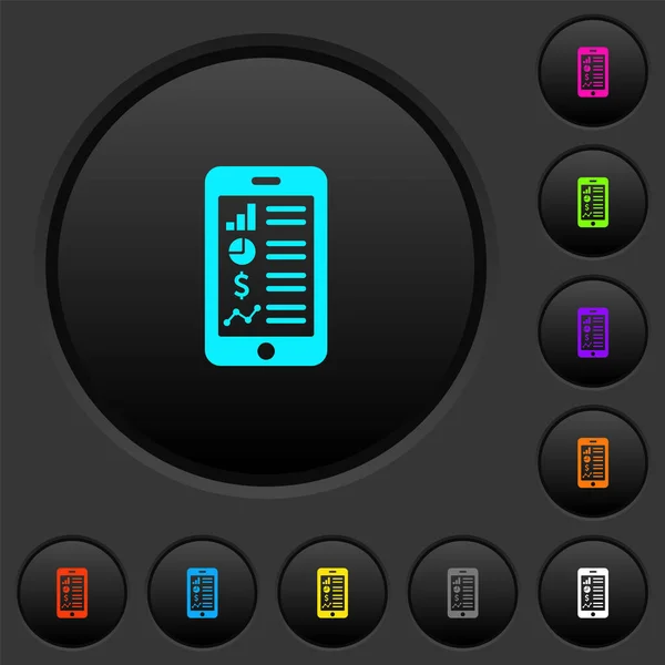 Mobile Applications Dark Push Buttons Vivid Color Icons Dark Grey — Stock Vector