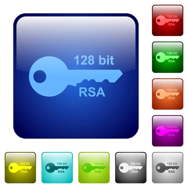 128 Bits Icônes Cryptage Rsa Carré Arrondi Couleur Brillant Bouton — Image vectorielle