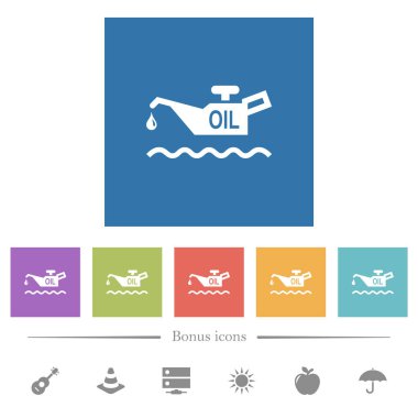 Yağ seviyesi minimum göstergesi kare arkaplanlarda düz beyaz simgeler. 6 bonus simgesi dahil.