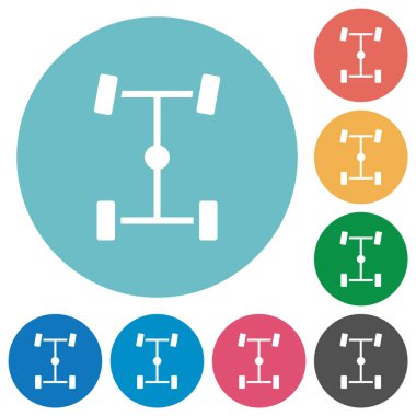Yuvarlak arkaplan üzerinde merkezi diferansiyel düz beyaz simgeler