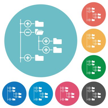 Dizin tarayıcı düz beyaz simgeler yuvarlak renk arkaplan üzerinde