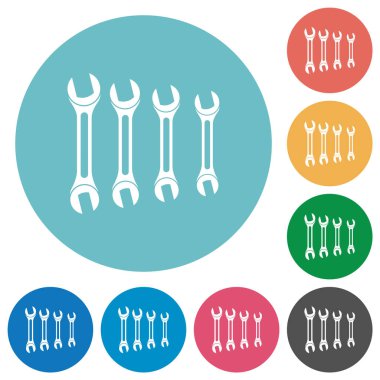 Yuvarlak renk arkaplanlarında düz beyaz simgeler