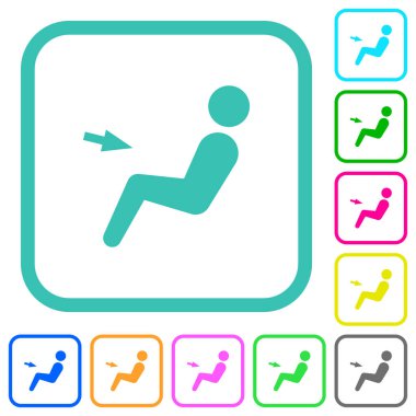 Araba hava akışı yönü göğüs canlı renkli düz simgeler eğri kenarlı beyaz zemin üzerinde