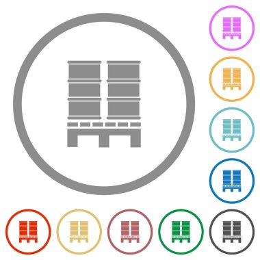 Beyaz arkaplanda yuvarlak çizgilerde düz renk simgelerine sahip palet