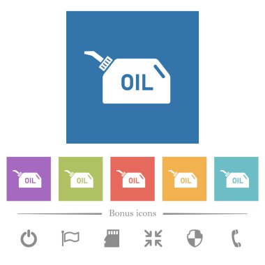 Kare arkaplanlarda yağlı bembeyaz simgeler. 6 bonus simgesi dahil.