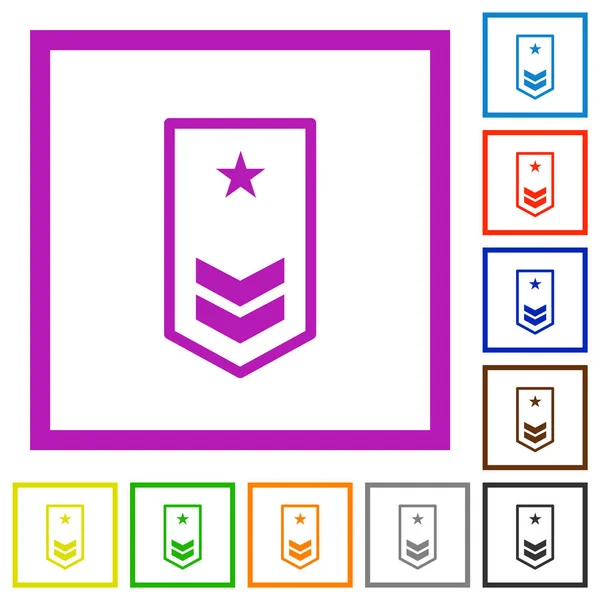 Insigne Militaire Avec Deux Chevrons Une Étoile Couleur Plate Icônes — Image vectorielle