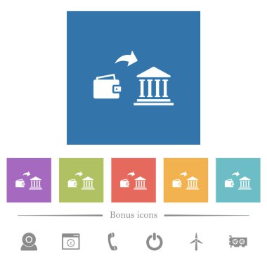 Kare arkaplandaki düz beyaz simgelere para yatırılmış. 6 bonus simgesi dahil.