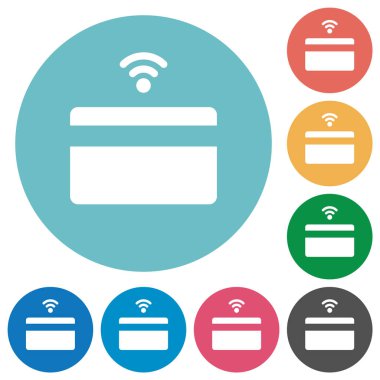 Yuvarlak renk arkaplanlarında temassız beyaz simgeler