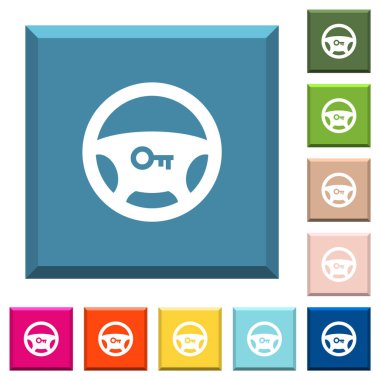 Kenarlı kare düğmelerindeki beyaz kilit simgeleri çeşitli moda renklerde