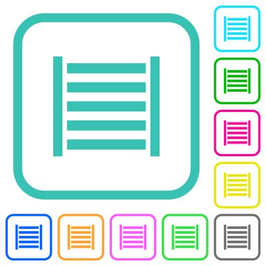 Beyaz arkaplanda eğimli sınırlarda demiryolu renkli düz simgeler