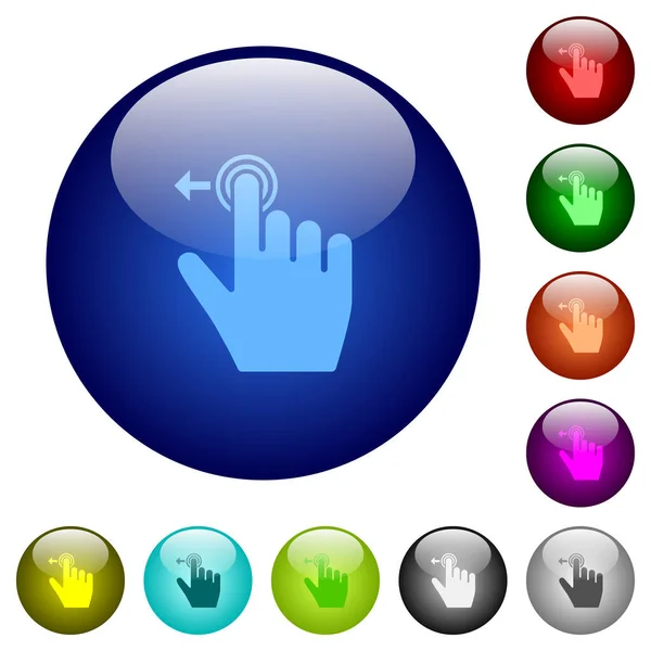 Right Handed Slide Left Gesture Icons Glass Buttons Multiple Colors — Stock Vector