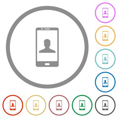 Beyaz arkaplanda yuvarlak çizgilerde düz renk simgeleri