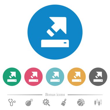 Düz beyaz simgeleri yuvarlak renkli arkaplanlara aktar. 6 bonus simgesi dahil.