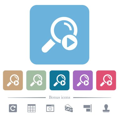 Renkli yuvarlak kare arkaplanlarda beyaz düz simgeleri aramaya başlayın. 6 bonus simgesi dahil