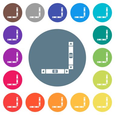 Dikey ve yatay kaydırma çubukları yuvarlak renk arkaplan üzerinde düz beyaz simgeler. 17 arkaplan renk varyasyonu dahil.