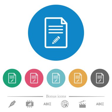 Yuvarlak renk arkaplanındaki düz beyaz simgeleri düzenle. 6 bonus simgesi dahil.