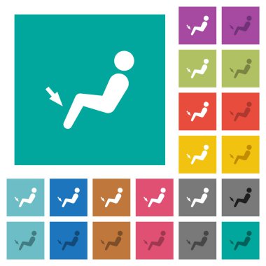 Araba hava akışı yönü. Arka planda çok renkli düz ikonlar. Uçan veya etkin efektler için beyaz ve koyu simge varyasyonları.