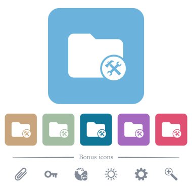 Dizin araçları yuvarlak kare arkaplan üzerinde beyaz düz simgeler. 6 bonus simgesi dahil