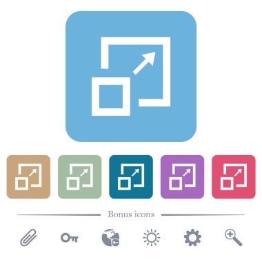 Renkli yuvarlak kare arkaplanlı beyaz pencere simgelerini büyüt. 6 bonus simgesi dahil