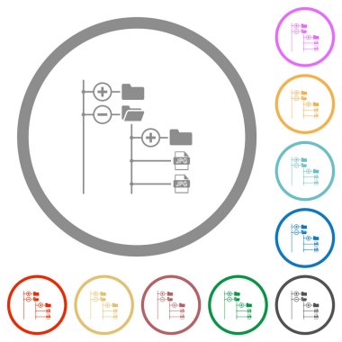 Beyaz arkaplanda yuvarlak çizgilerde jpg dosyaları düz renk simgelerine sahip dosya tarayıcısı