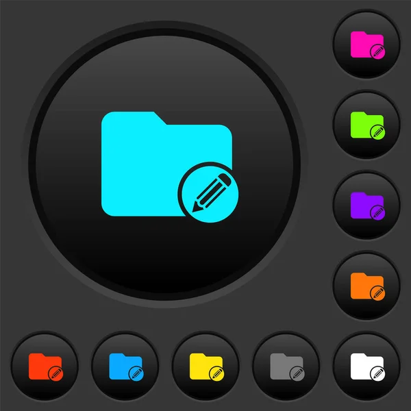 Modifier Répertoire Dark Push Buttons Avec Des Icônes Couleurs Vives — Image vectorielle