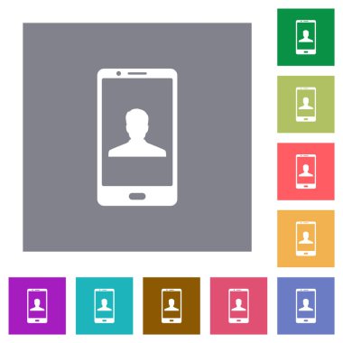 Basit renk kare arkaplanlarında düz simgeler