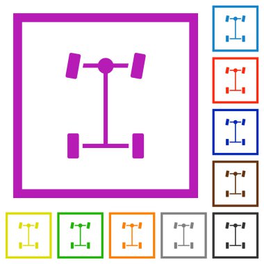 Beyaz arkaplanda kare çerçevelerde ön diferansiyel düz renk simgeleri