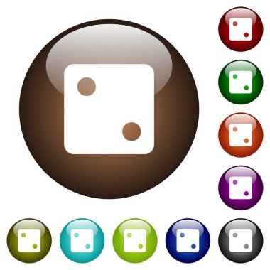 Yuvarlak cam düğmelerde farklı renklerde iki beyaz simge çiz