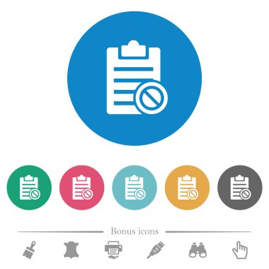 Yuvarlak renkli arkaplanlarda pasifleştirilmiş düz beyaz simgeler. 6 bonus simgesi dahil.