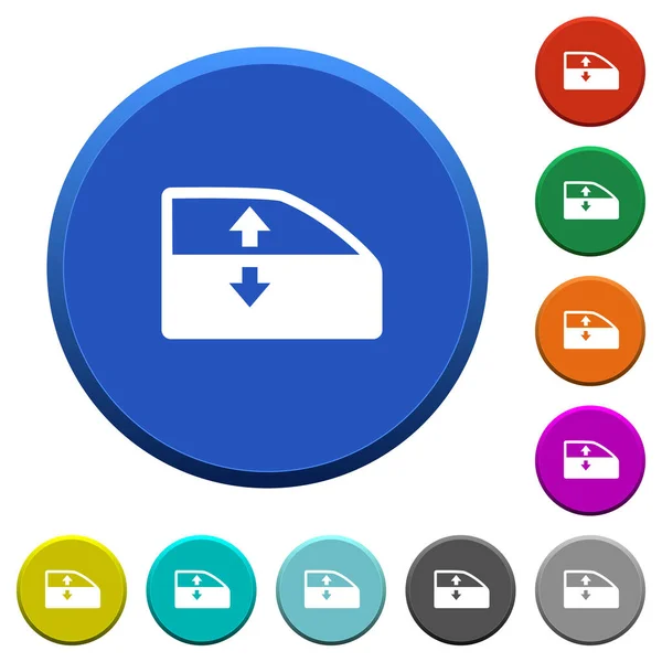 Bil Elektriska Fönsterliftar Runda Färg Fasade Knappar Med Släta Ytor — Stock vektor