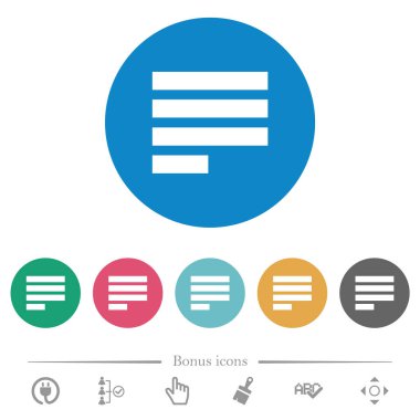 Metin sırası, son satırın yuvarlak renk arkaplanındaki düz beyaz simgelerini haklı çıkarır. 6 bonus simgesi dahil.