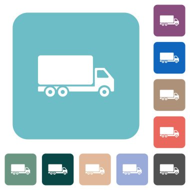 Renkli yuvarlak kare arkaplan üzerine beyaz simgeler