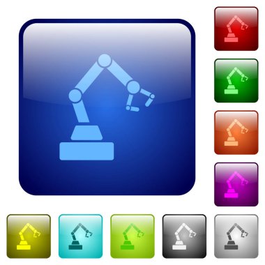 Yuvarlak kare renkli parlak düğmeli robot kol simgeleri