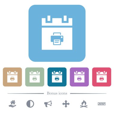 Renkli yuvarlak kare arkaplan üzerine beyaz düz simgeleri yazdır. 6 bonus simgesi dahil