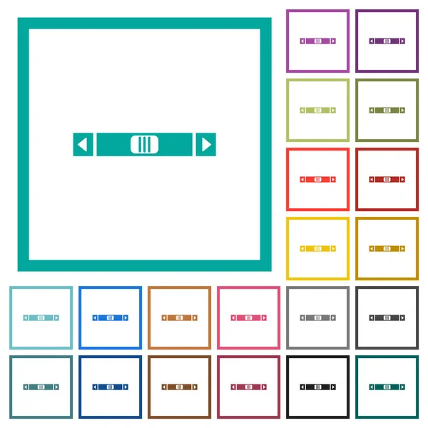 Barra Desplazamiento Horizontal Iconos Color Plano Con Marcos Cuadrante Sobre — Archivo Imágenes Vectoriales