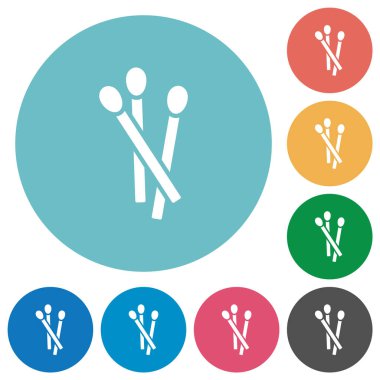 Yuvarlak renk arkaplanındaki düz beyaz simgelerle eşleşir