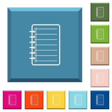 Kenarlı kare düğmelerindeki beyaz simgeleri çeşitli moda renklerde kaydet