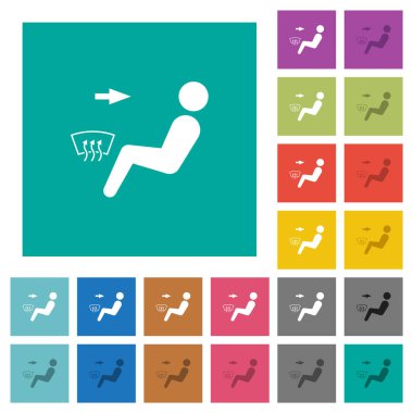 Araba hava akışı yönü düz arkaplan üzerinde çok renkli düz ikonlar çözünür. Uçan veya etkin efektler için beyaz ve koyu simge varyasyonları.