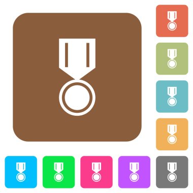 Yuvarlatılmış Kare canlı renkli arka planlar üzerinde düz simgeler madalya.