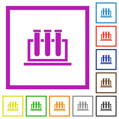 Beyaz arkaplanda kare çerçeveli düz renk simgeleri