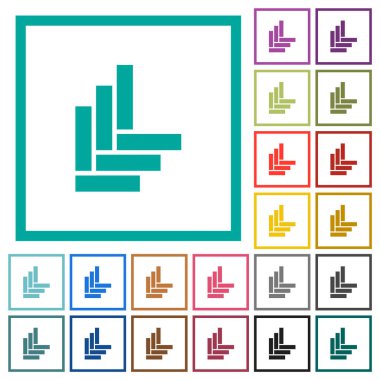 Beyaz arkaplanda çeyrek çerçeveli parke desenli düz renk simgeleri