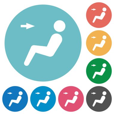 Araba hava akışı yönü düz beyaz simgeler yuvarlak renk arkaplan