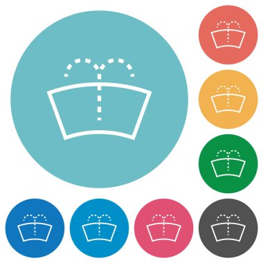 Ön cam yıkama düz beyaz simgeler yuvarlak renk arkaplan